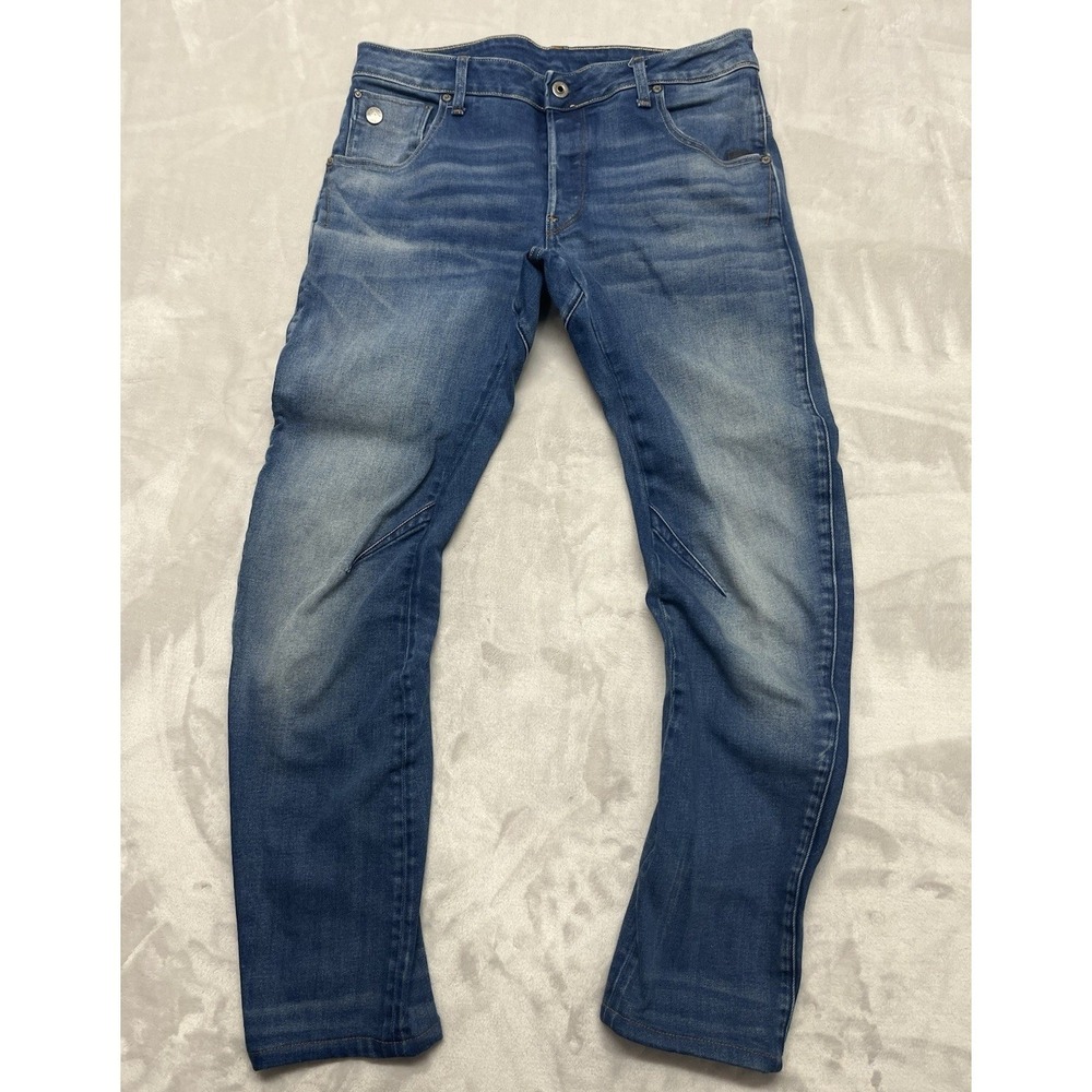 G-STAR RAW Jean Men 32x32 Fit (32x27.5)Blue Wash ARC 3D Slim Fit Button Fly Moto